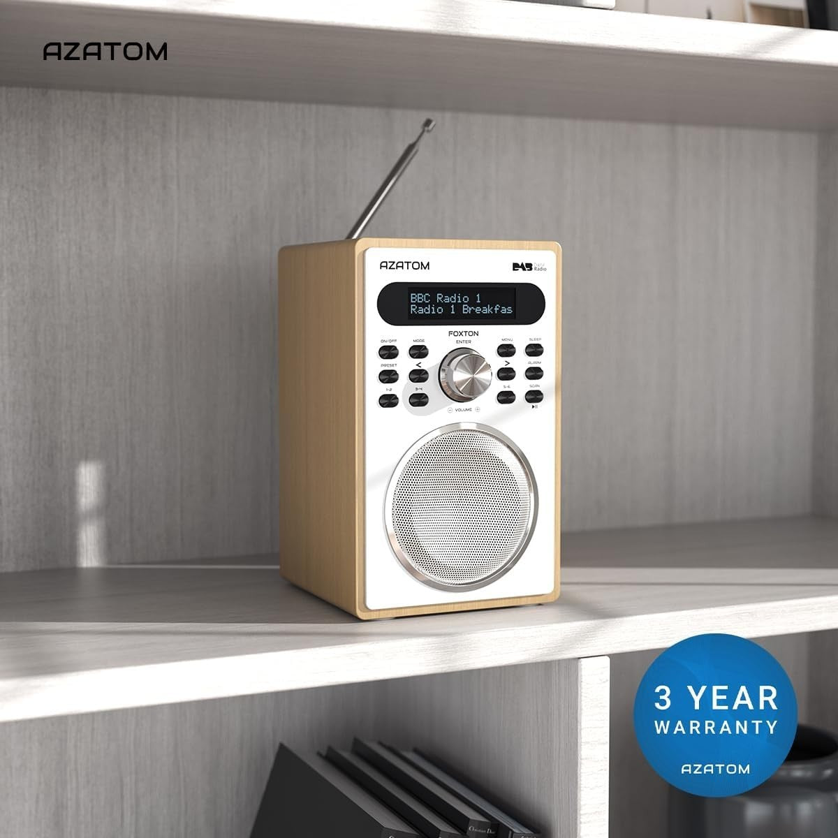 DAB+ FM Digital Radio Bluetooth Alarm Clock USB Charging Oak
