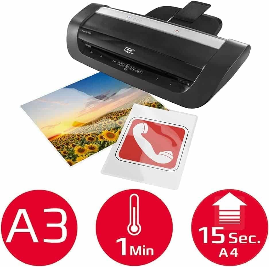 A3 Office Laminator Fast 1 Min Warm Up Auto Reverse 75–250 Mic Pro Use