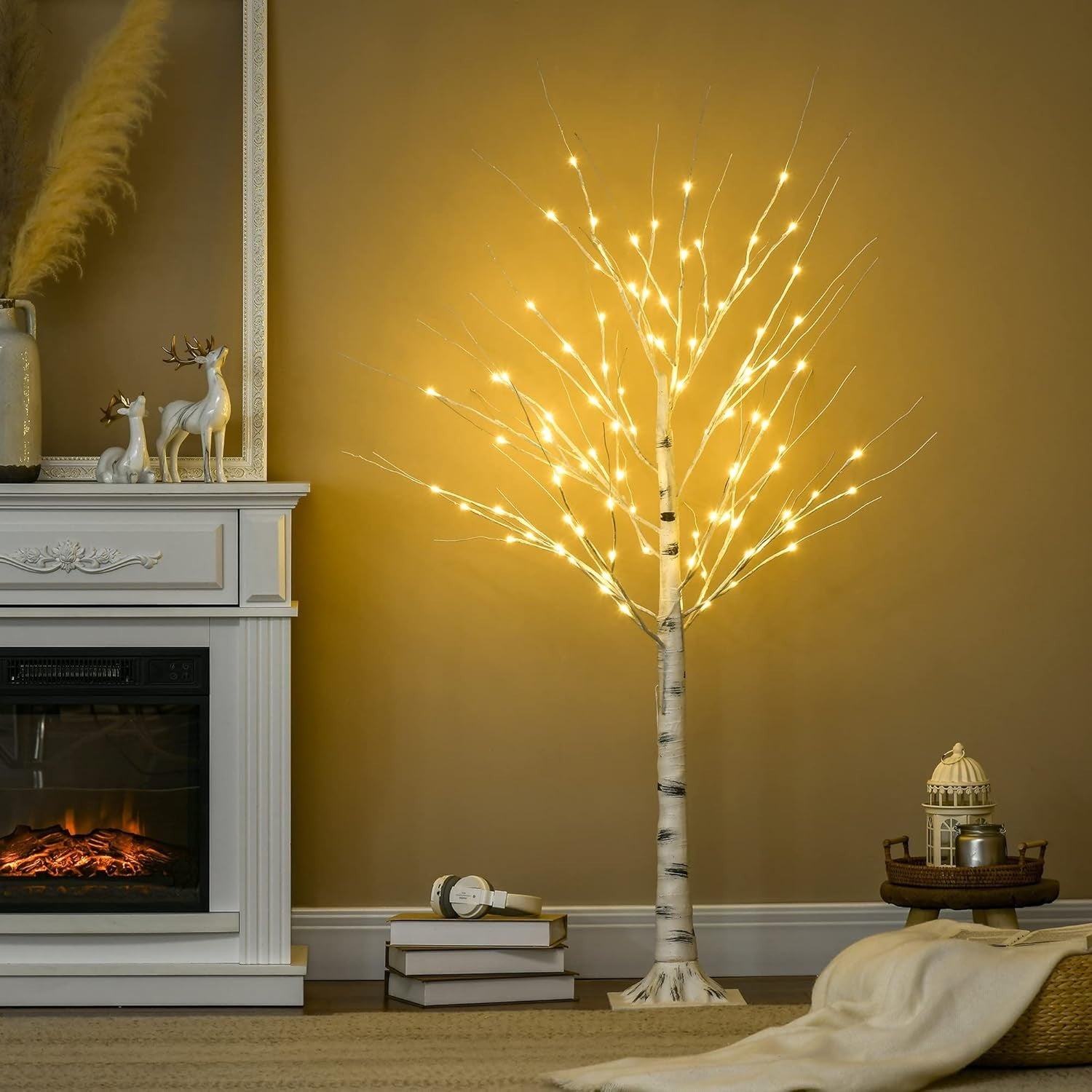 150cm Pre-Lit White Birch Tree Light Warm LED Indoor & Outdoor Home Garden Decor