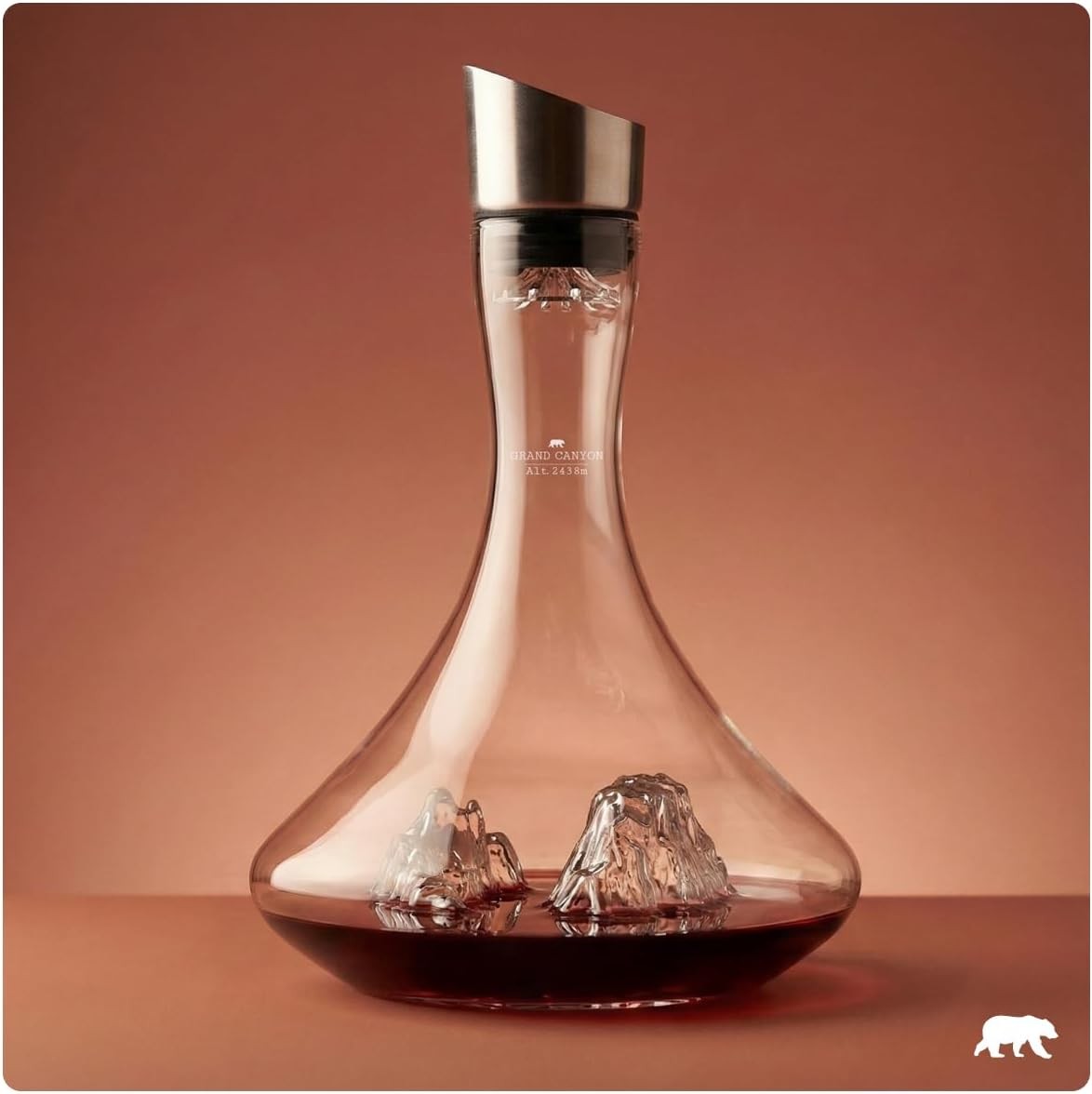 Premium 1.8L Crystal Wine Decanter Hand-Blown Aerator Mountain Base