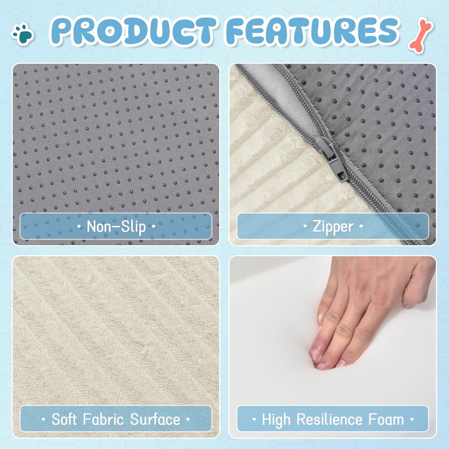2-Step Dog Stairs Ramp High-Density Foam Pet Steps H:11.8" Beige