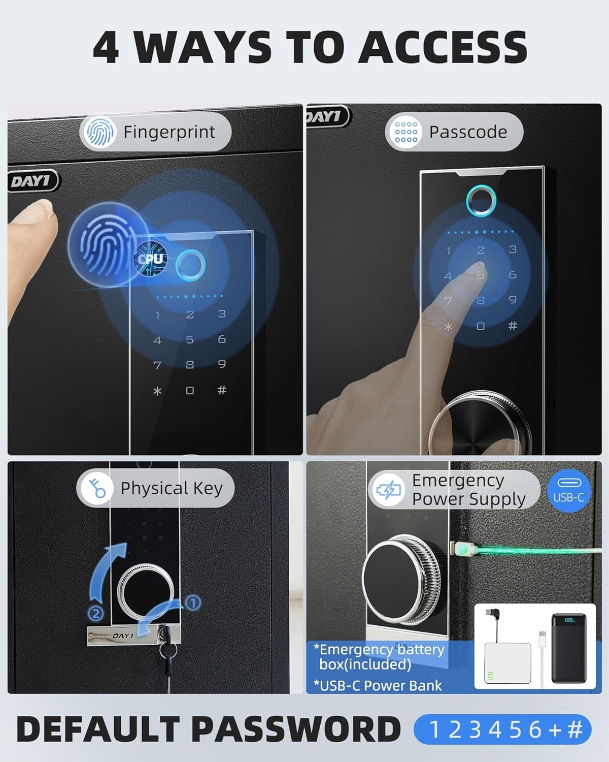 2.0 Cu Ft Biometric Fingerprint Safe Fireproof Security Box Alarm