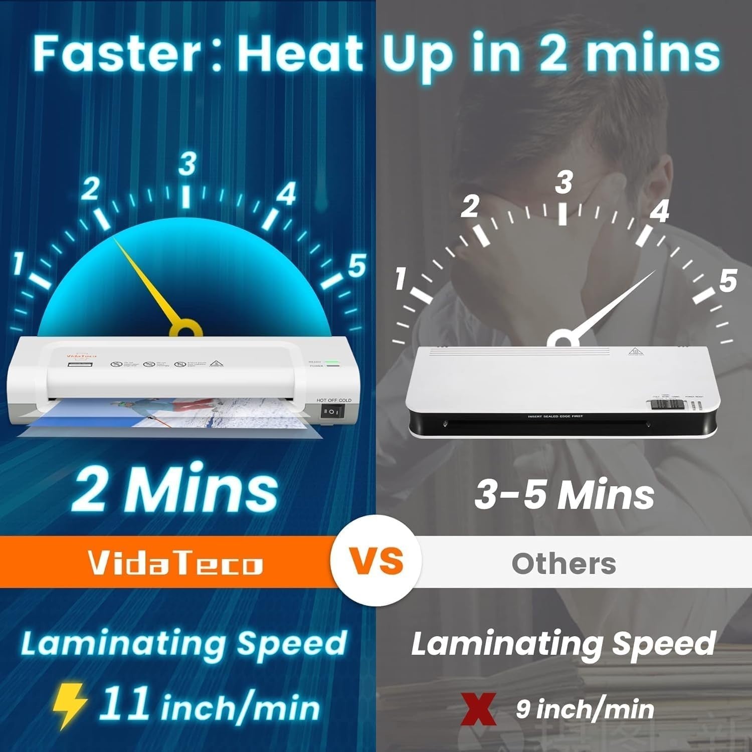 A4 Laminator Machine Hot Cold 90s Warm Up Never Jam 4-in-1 + 30 Pouches