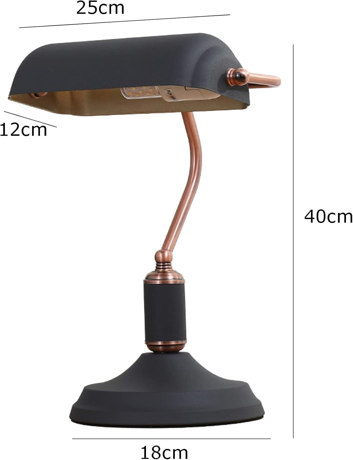 Vintage Black Bankers Desk Lamp Adjustable Light Matte Shade Solid Metal Base
