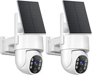 2 Pack Solar Security Camera Wireless 2K PTZ WiFi Outdoor CCTV Cam