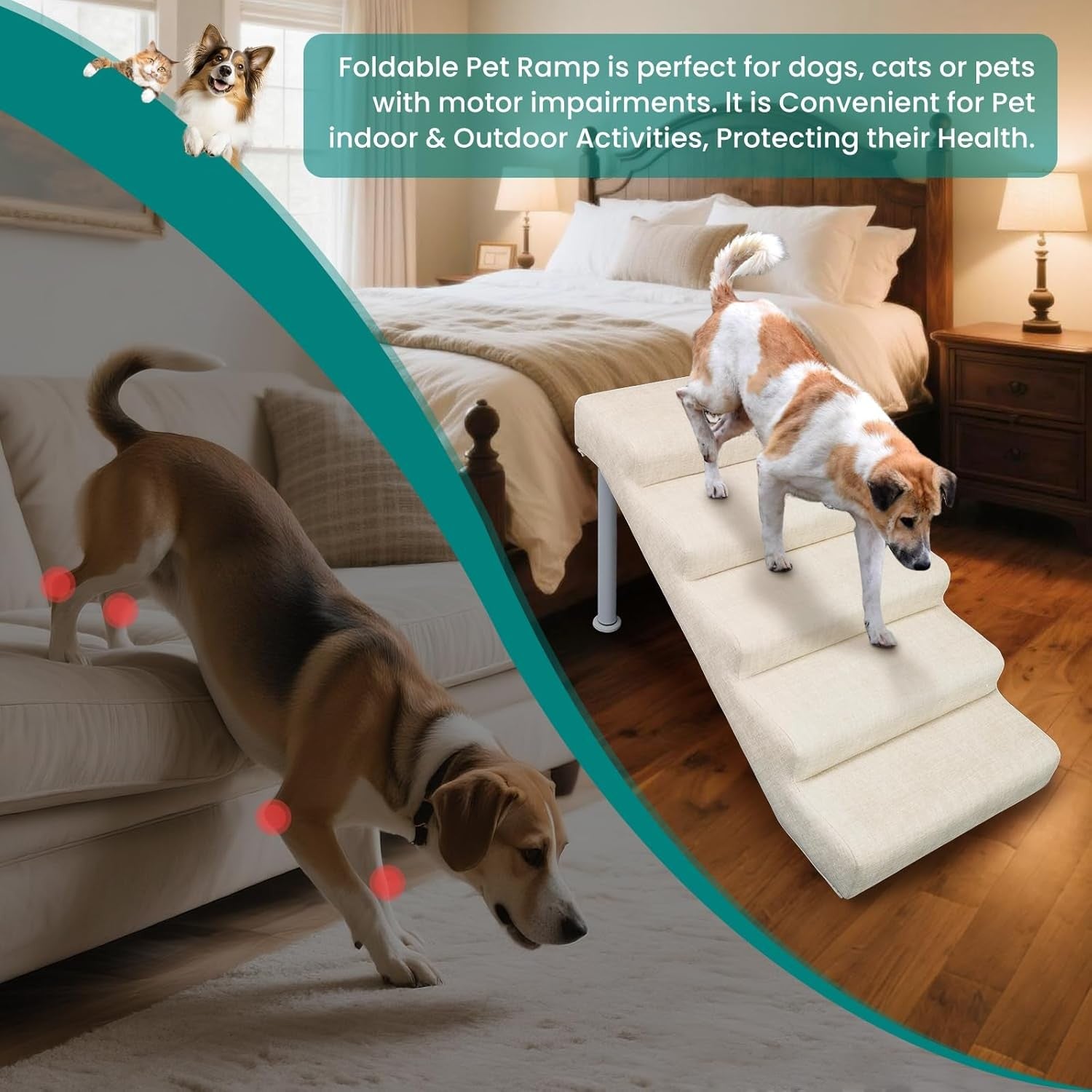 Adjustable Dog Stairs Ramp Multi-Level Pet Steps Bed Sofa L