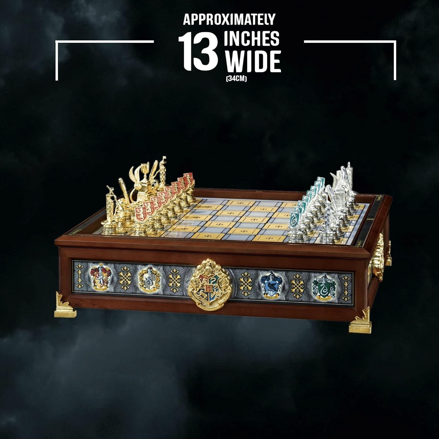 Luxury Quidditch Chess Set – Silver & Gold Plated Pieces, Hardwood Board Gift