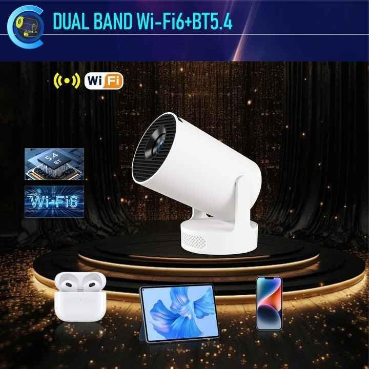 1080P Android WiFi Mini Projector 12000 Lumens 4K Support Portable