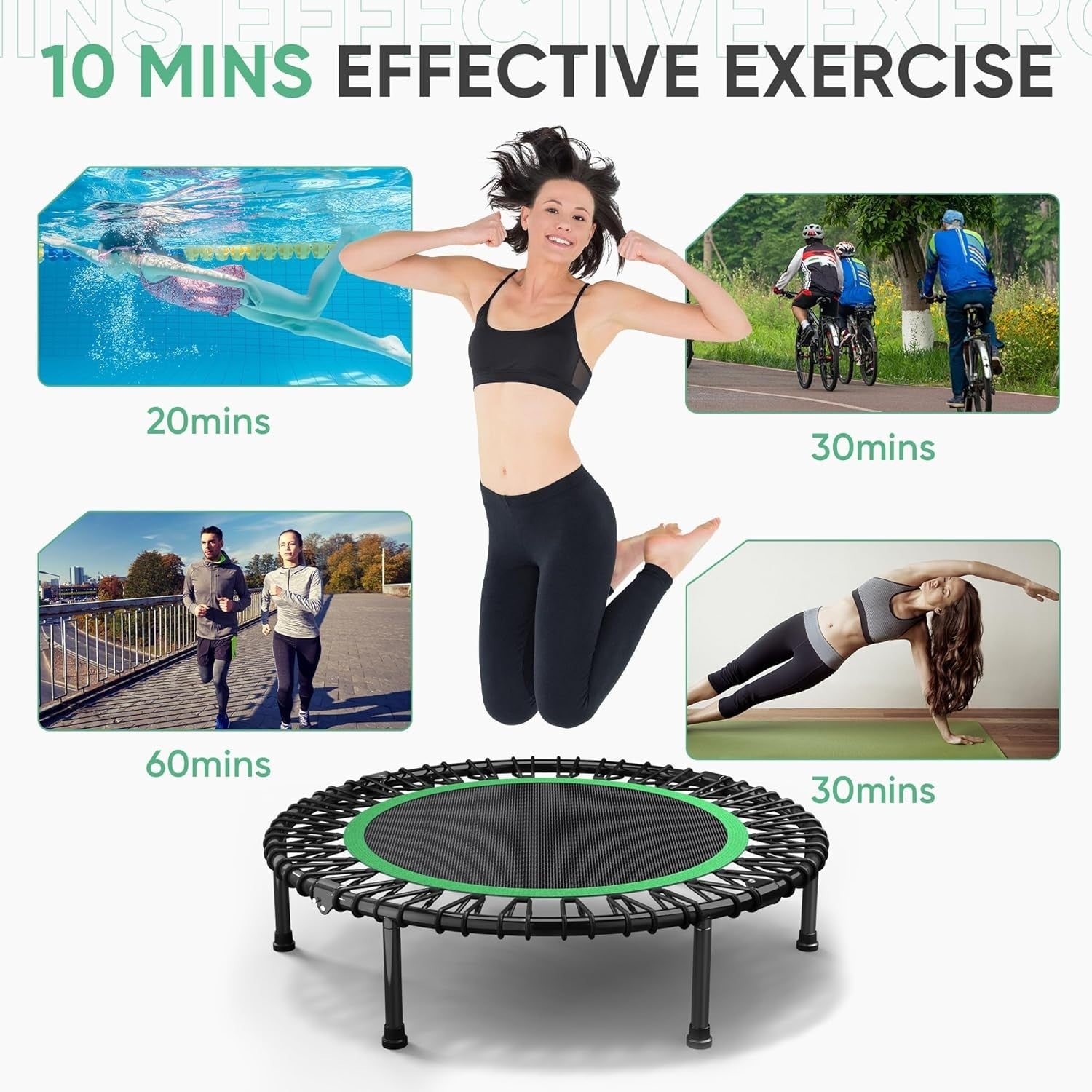 40in Quiet Bungee Fitness Rebounder Foldable Heavy Duty 450lb