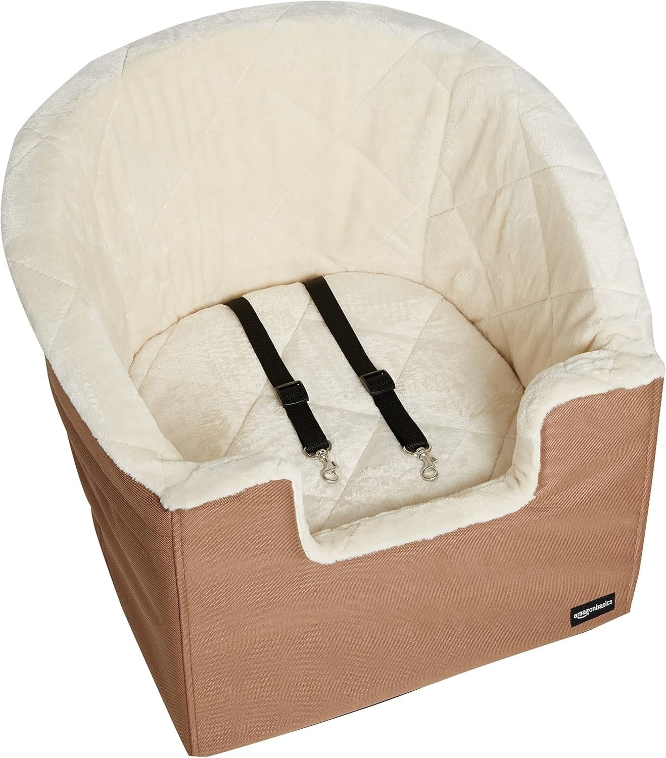 Dog Car Booster Seat Elevated Pet Travel Bed Washable Beige 47cm