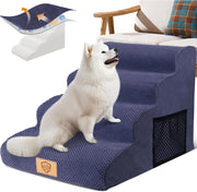 4 Step Dog Stairs for Bed Non Slip Pet Ramp 73x40x51cm Blue