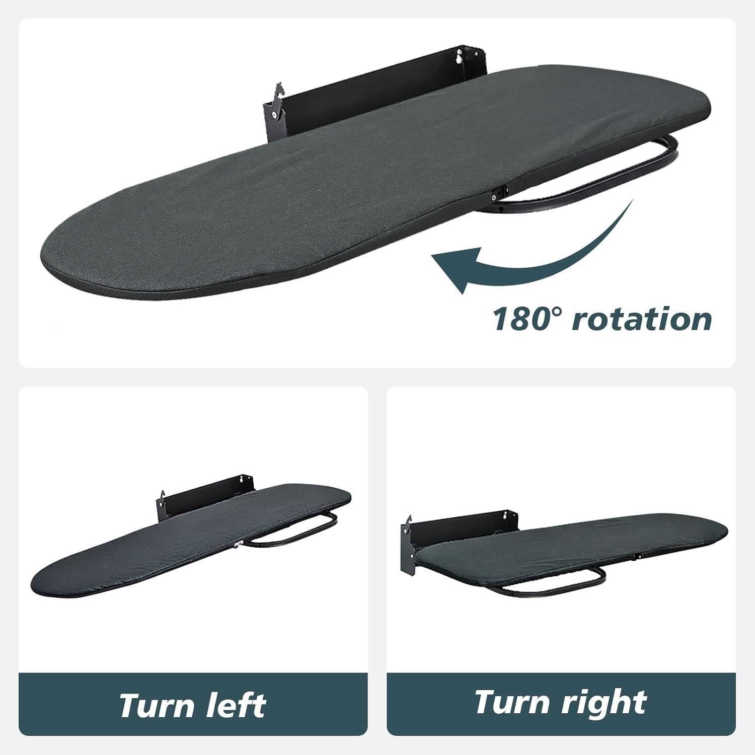Wall Mounted Ironing Board 180° Rotatable Foldable Space Saving 92x31cm