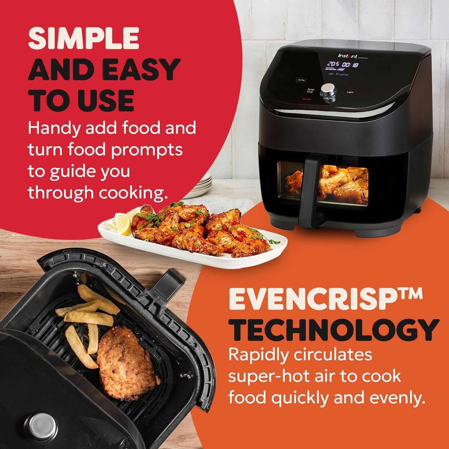 Vortex Digital Air Fryer with Single ClearCook Drawer and 6 Smart Programmes