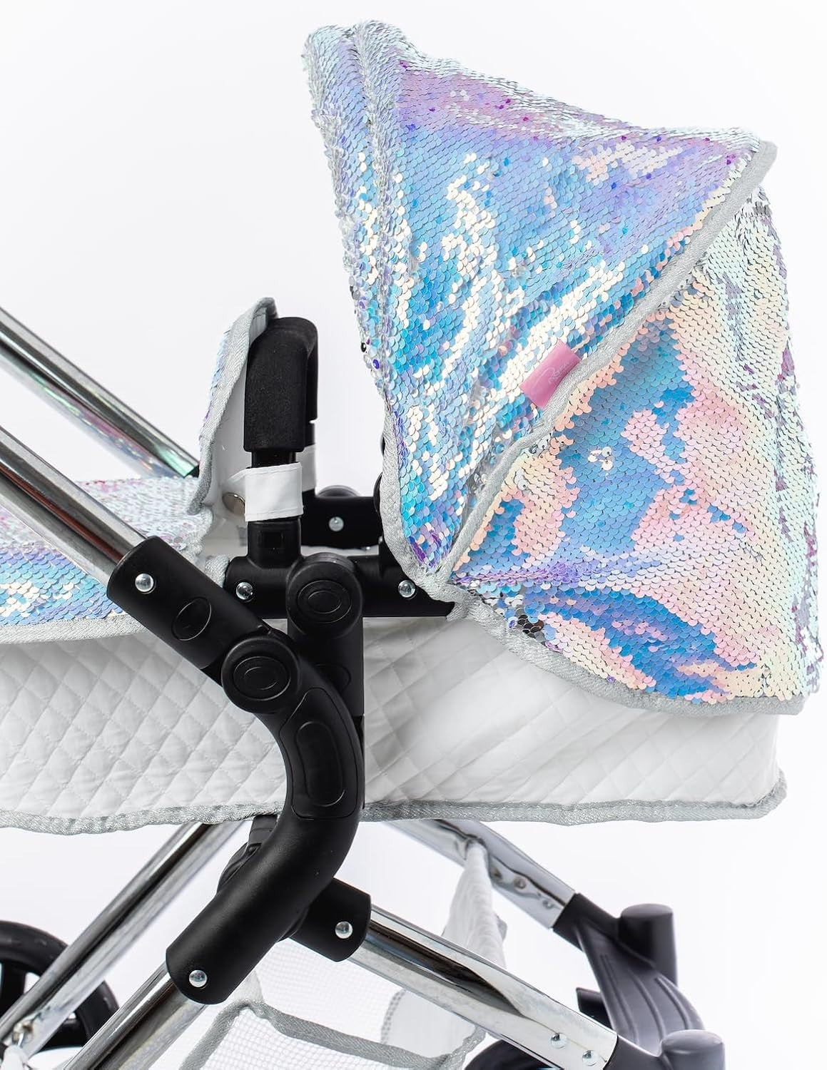 2 in 1 Dolls Pram Mermaid Pushchair Adjustable Handle Carry Cot