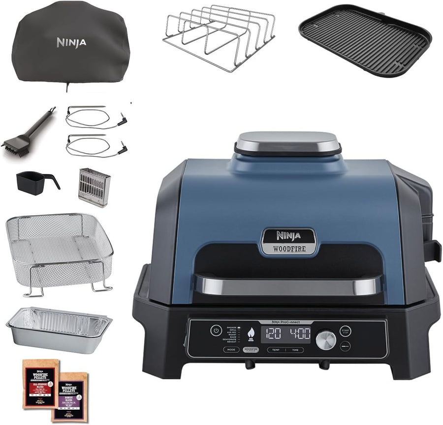 XL Electric BBQ Grill & Smoker with App Control, 7-in-1 Air Fry & 2 Temp Probes