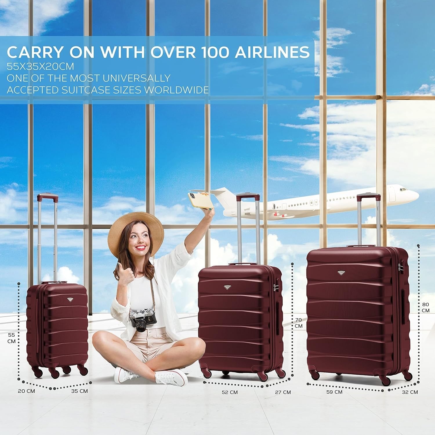 25” Medium Checked Suitcase ABS Hard Shell 4 Spinner Wheels Lock