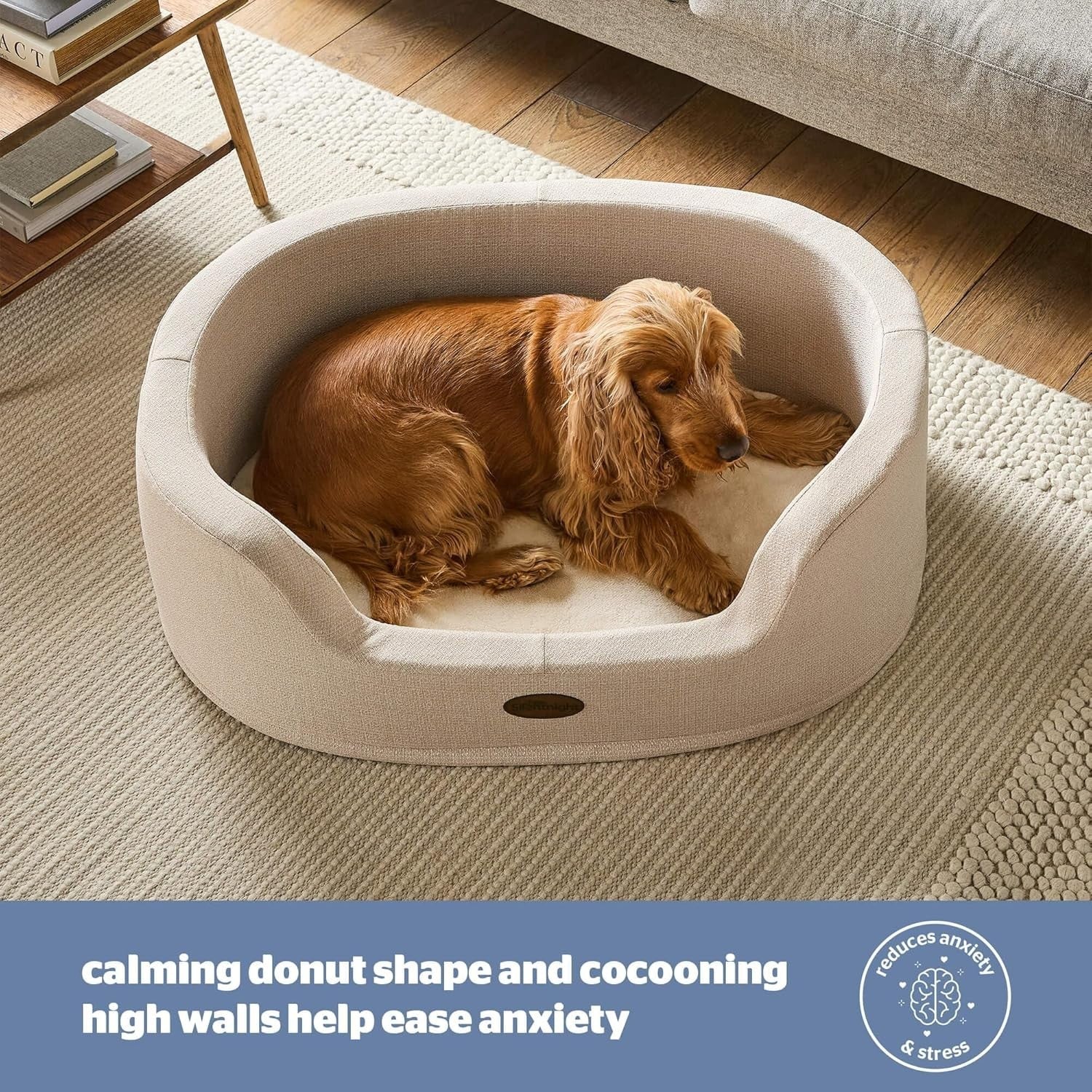 Small Orthopedic Donut Dog Bed Calming Faux Fur Washable