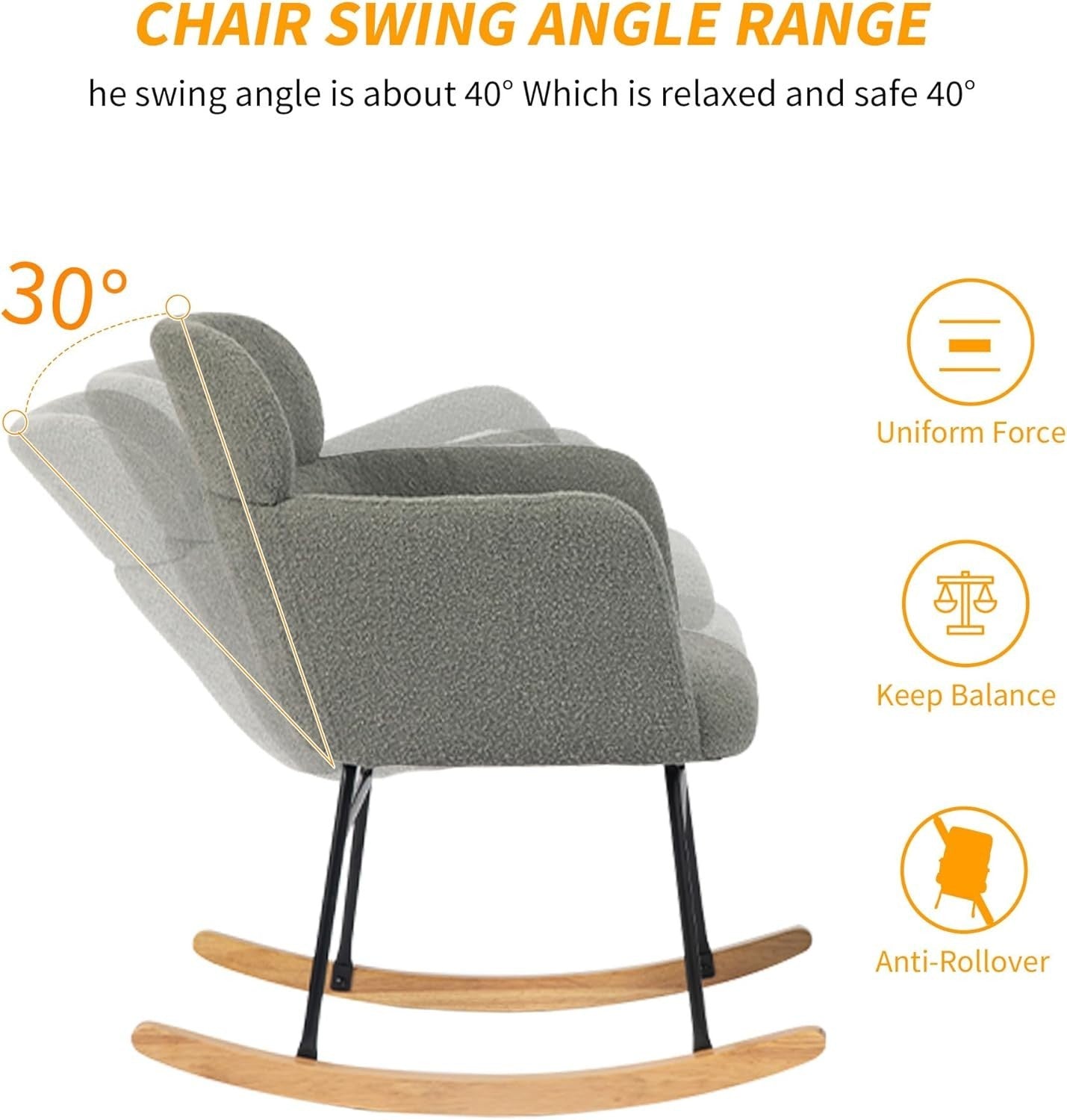 Modern Rocking Chair with Footstool Lounge Armchair Soft Cushions