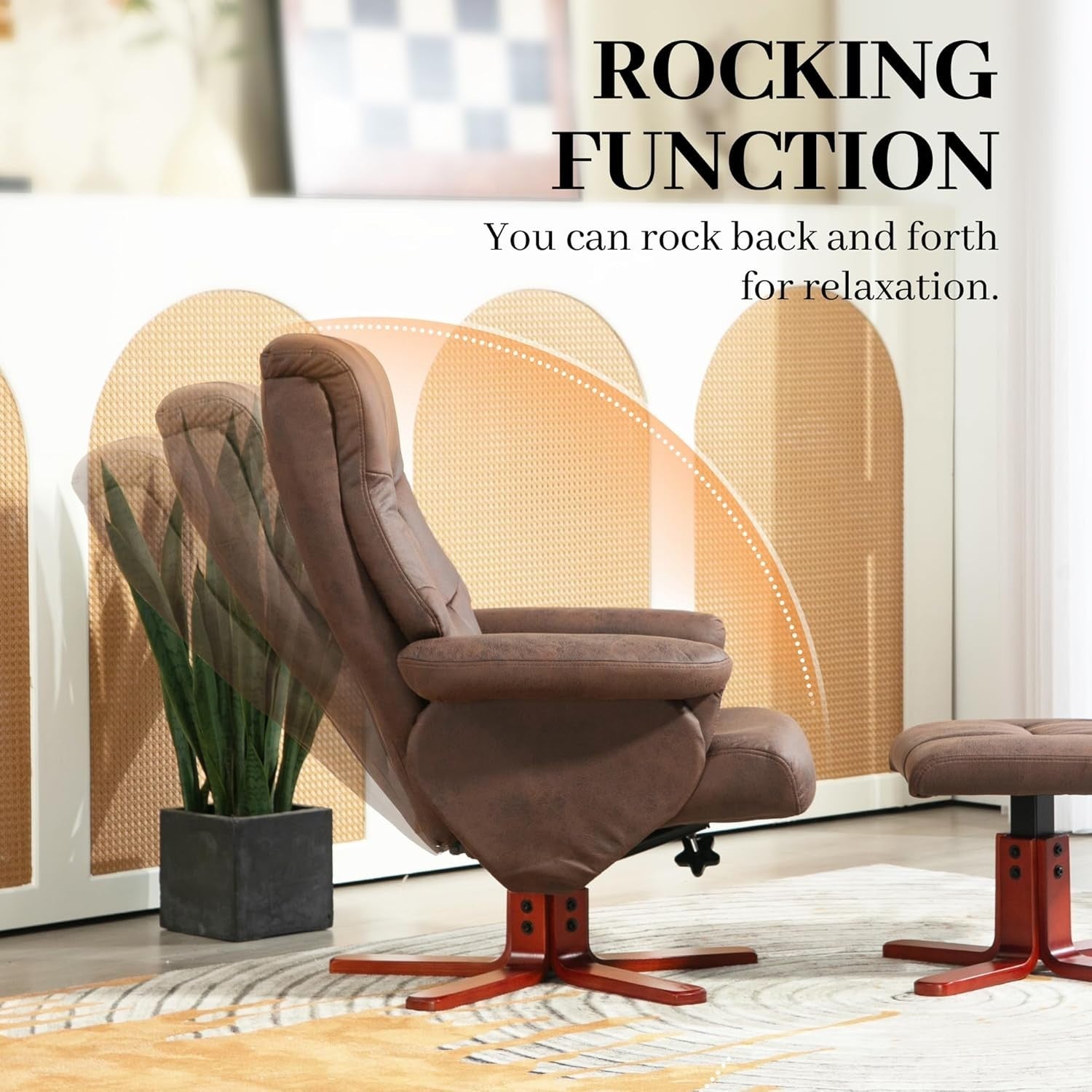 Dark Brown Recliner Armchair with Footstool Adjustable Lounge Chair for Bedroom