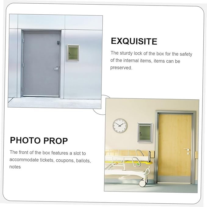 Grey Metal Locking Mailbox Set Wall Mount Drop Safe for Fundraising & Complaints