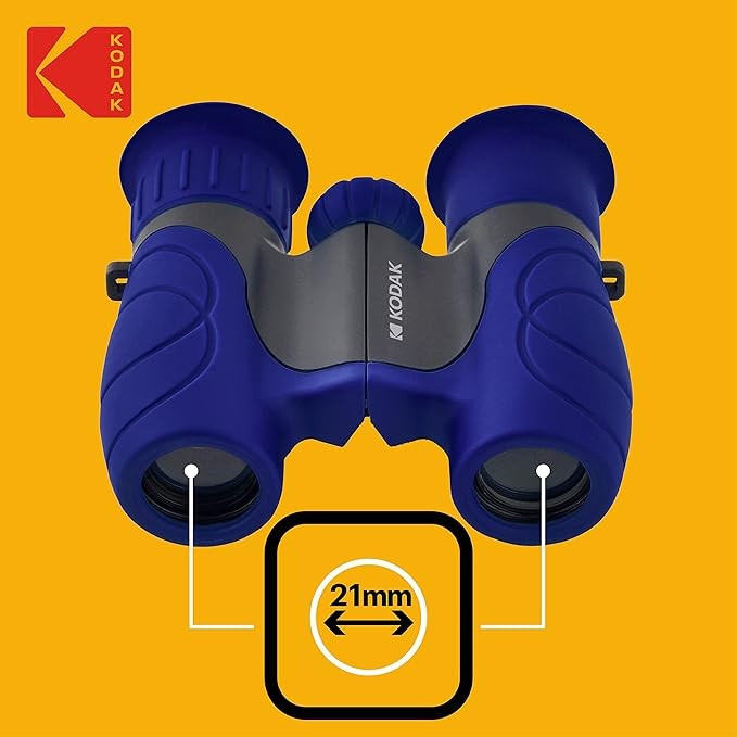 Kids Compact Binoculars 8x Magnification Soft Rubber Lightweight Outdoor Blue