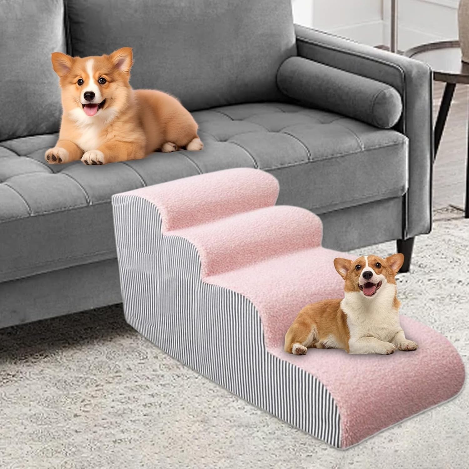 Dog Stairs for Bed Non Slip Pet Ramp Small Dogs Sofa SUV