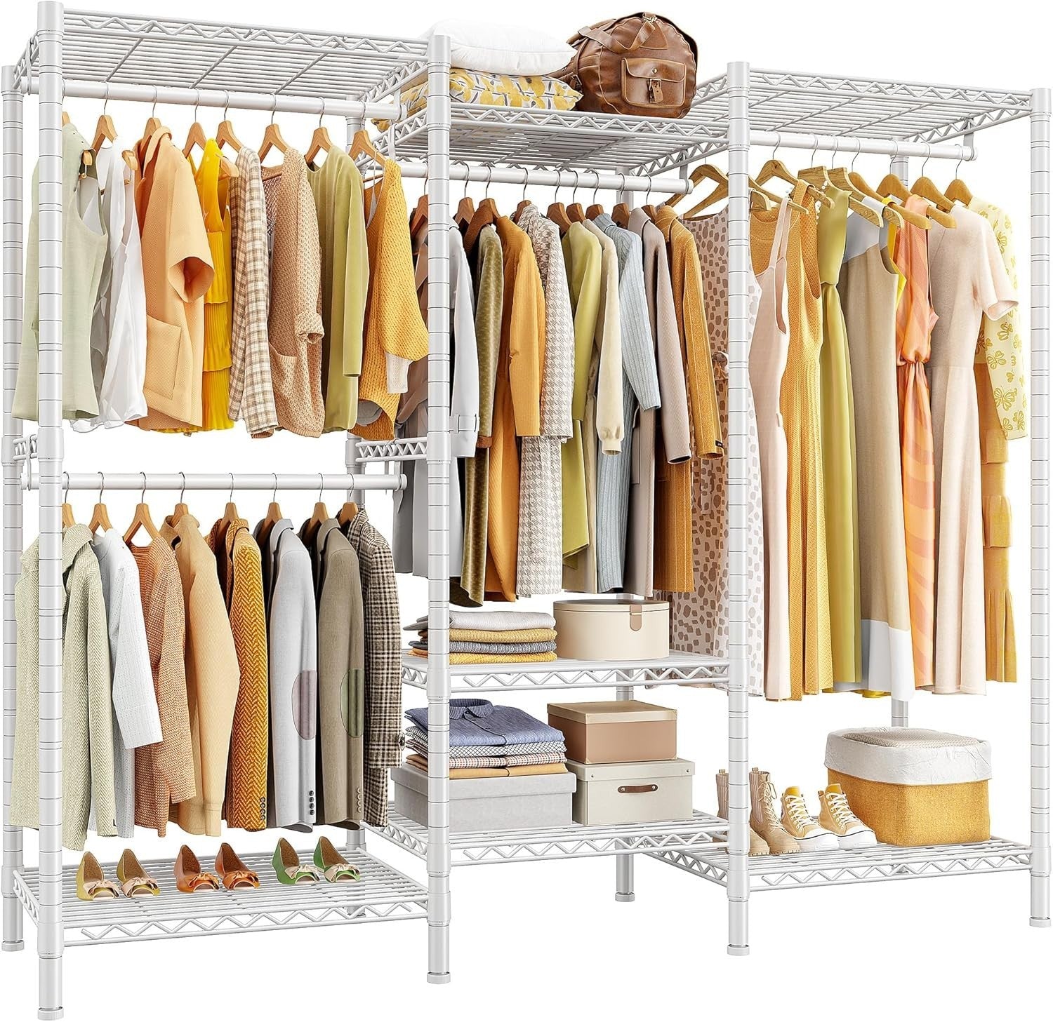 Heavy Duty Clothes Rail 380KG Adjustable Shelves Wardrobe White