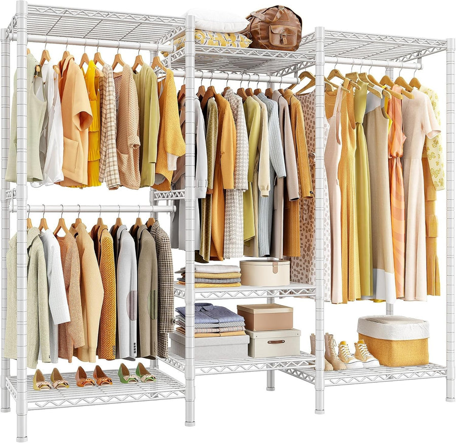 Heavy Duty Clothes Rail 380KG Adjustable Shelves Wardrobe White