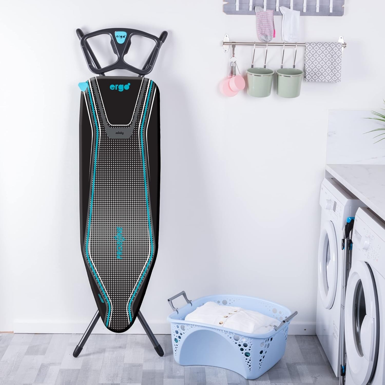 Ergonomic Ironing Board 122x38cm Adjustable Height Prozone Steam