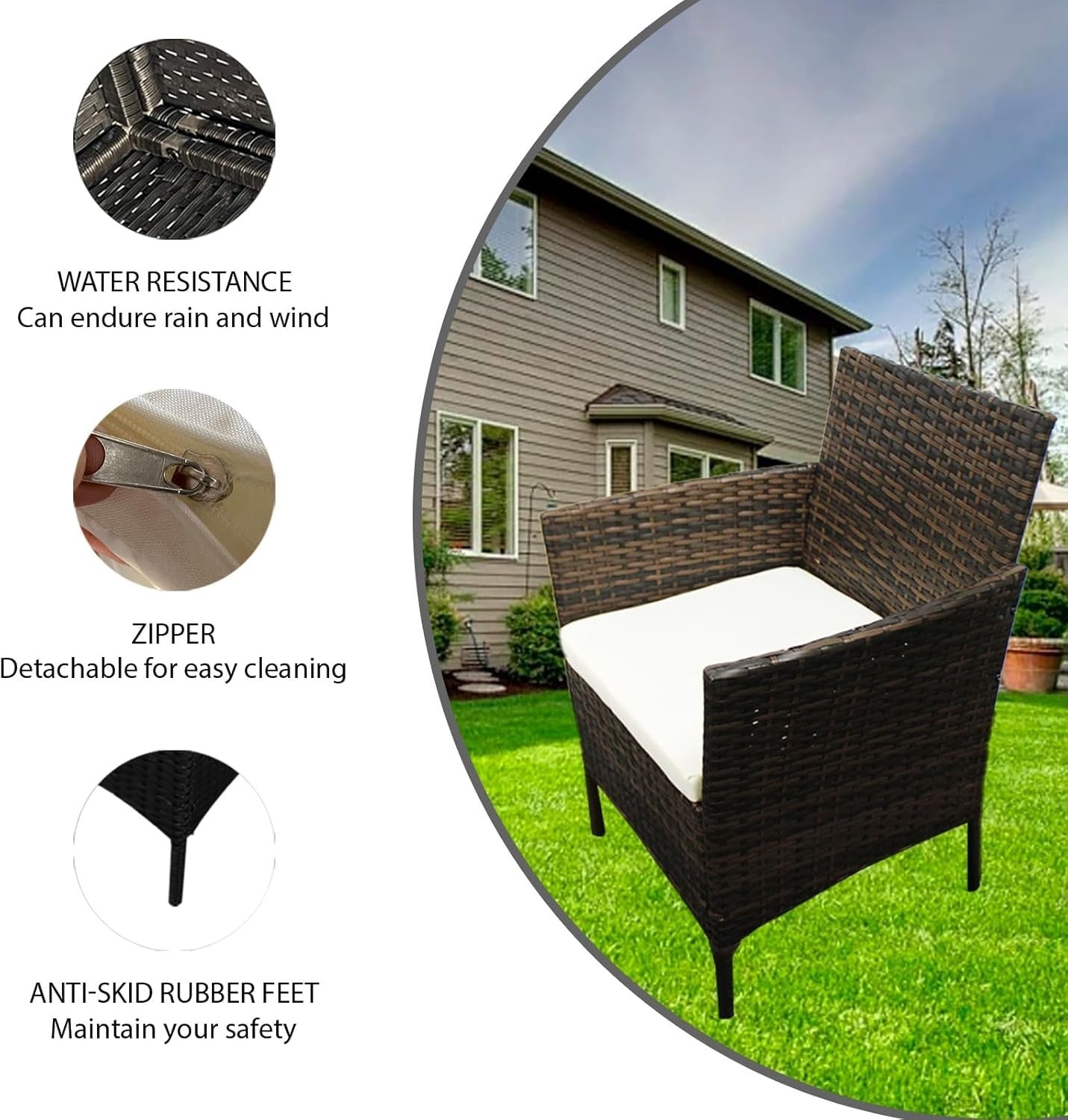 4-Piece Rattan Garden Patio Set Outdoor Sofa Table Chairs Backyard Yard