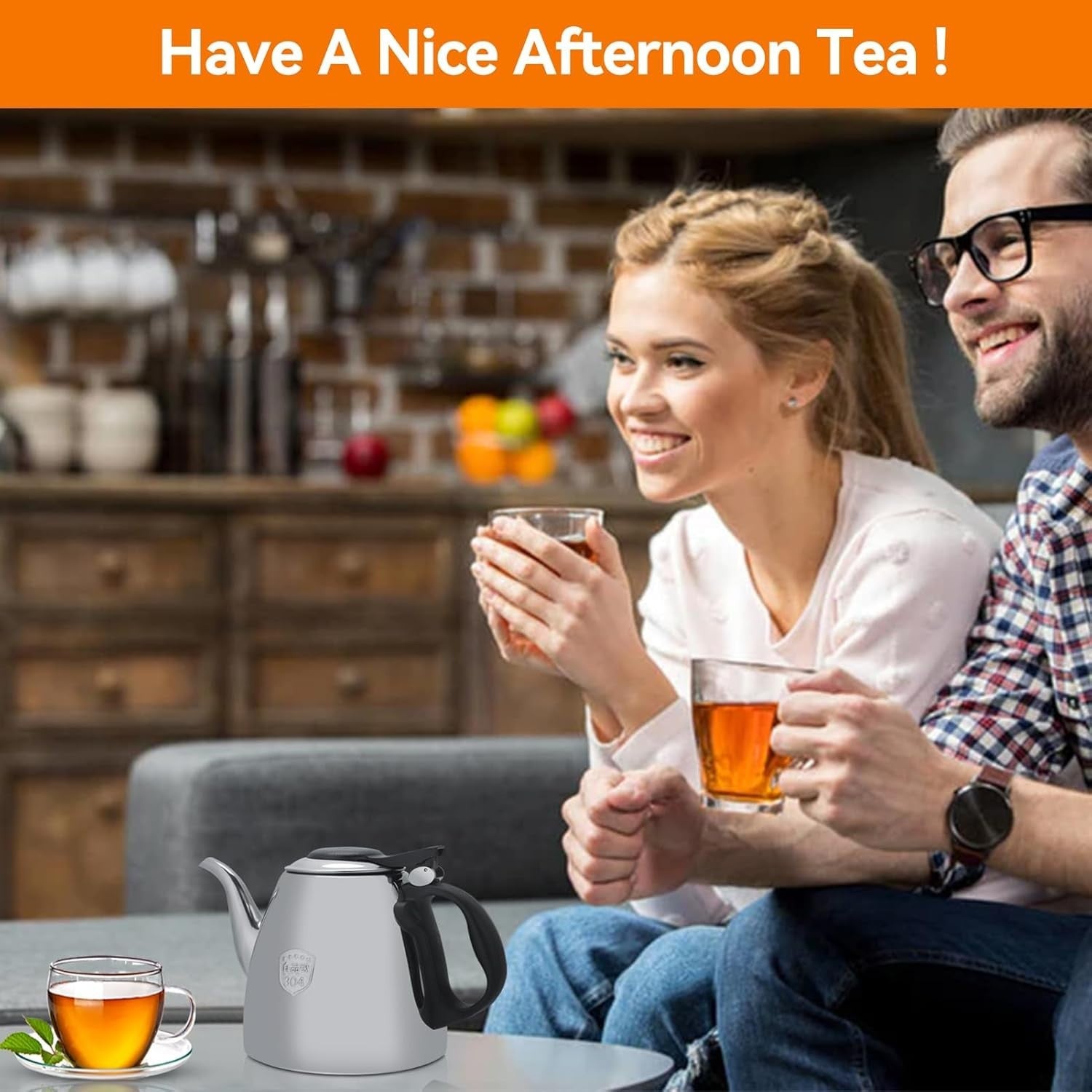 1.5L Stainless Steel Teapot with Infuser Stovetop Tea Kettle Silver