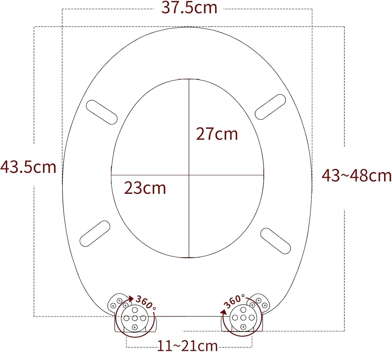 Wooden Soft Close Toilet Seat MDF Durable O Shape 43.5x37.5cm Various Patterns