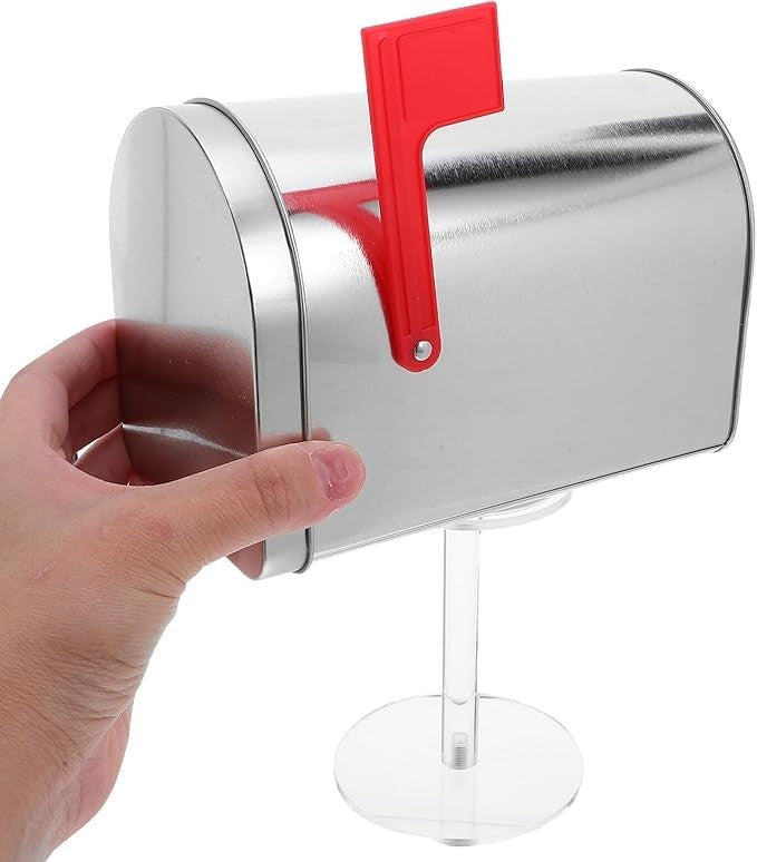 Waterproof Silver Mini Mailbox Ornament – Durable Tinplate, Wall Mount, 16x22x9