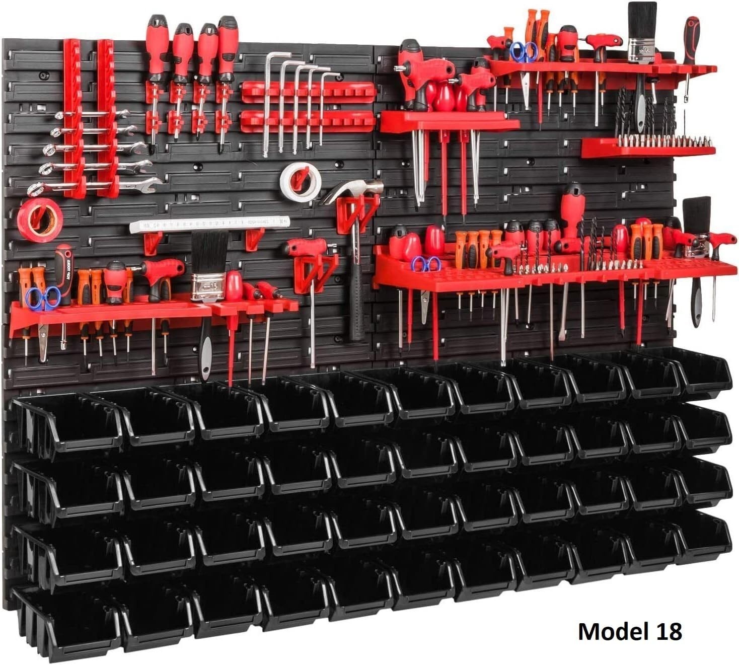 Garage Tool Peg Board Wall Storage Organizer Bin Rack Set
