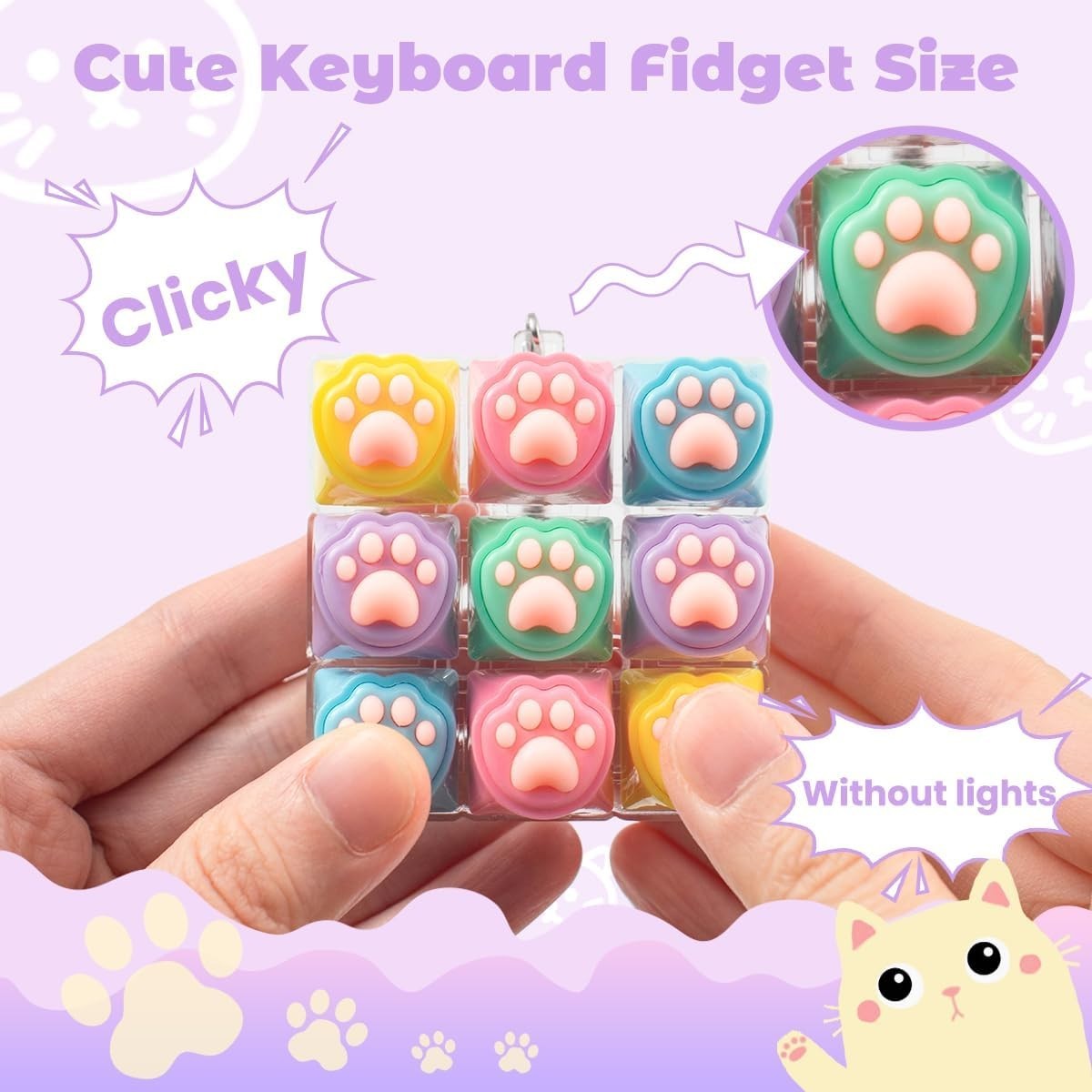 3pcs Colorful Keyboard Clicker Fidget Toy Stress Relief Keychain