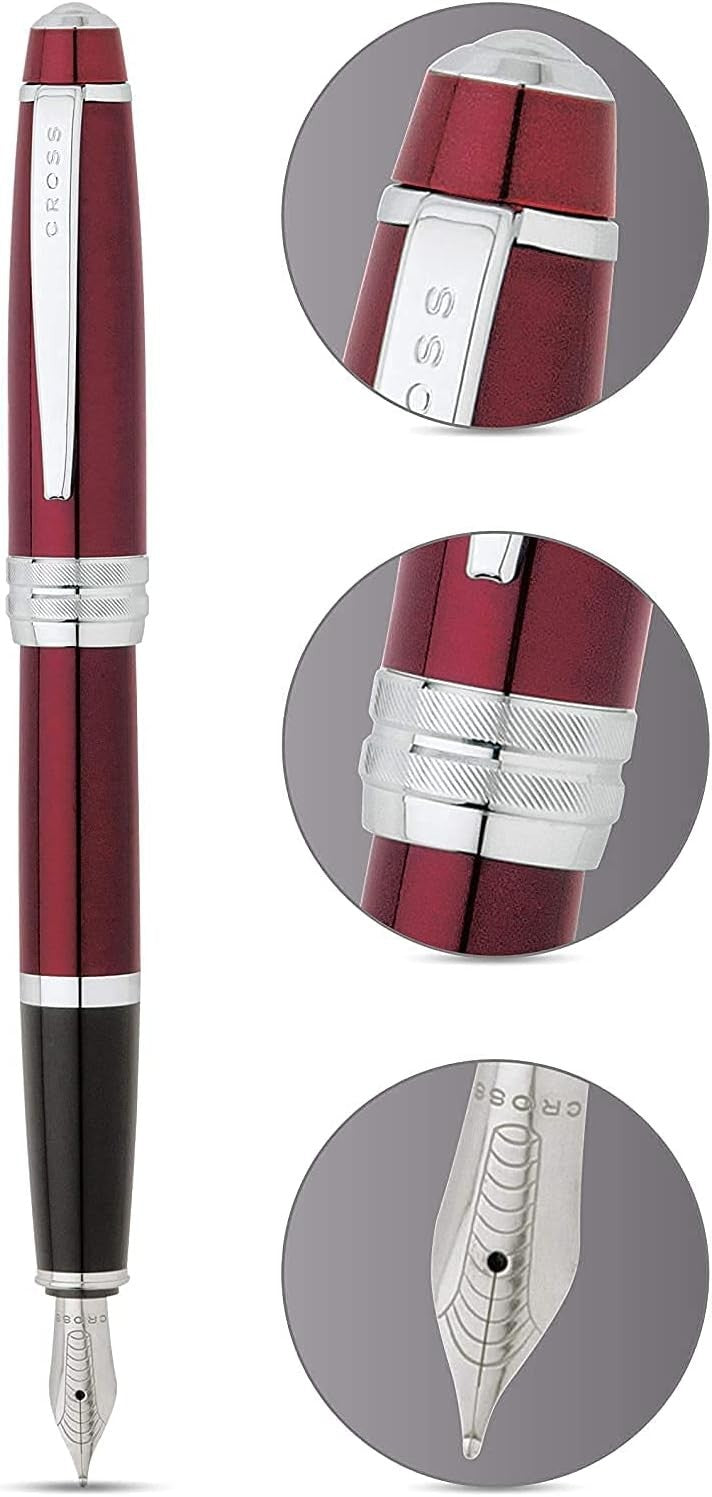 Luxury Red Fountain Pen Medium Nib Smooth Writing Elegant Gift Set