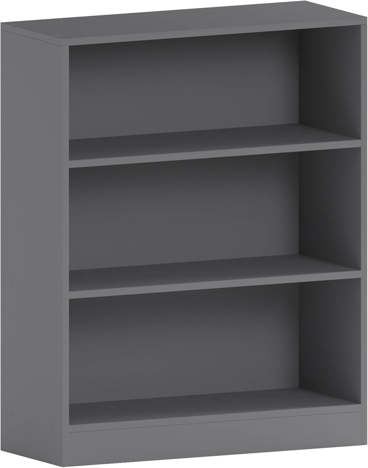 3 Tier Grey Wooden Bookcase Modern Storage Display Shelf for Living Room Low