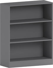 3 Tier Grey Wooden Bookcase Modern Storage Display Shelf for Living Room Low