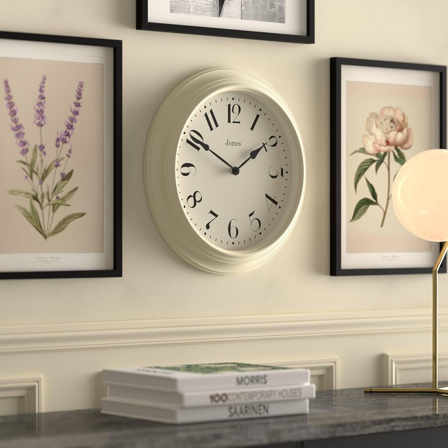 40cm Cream Wall Clock Silent Quartz Classic Round for Kitchen or Bedroom