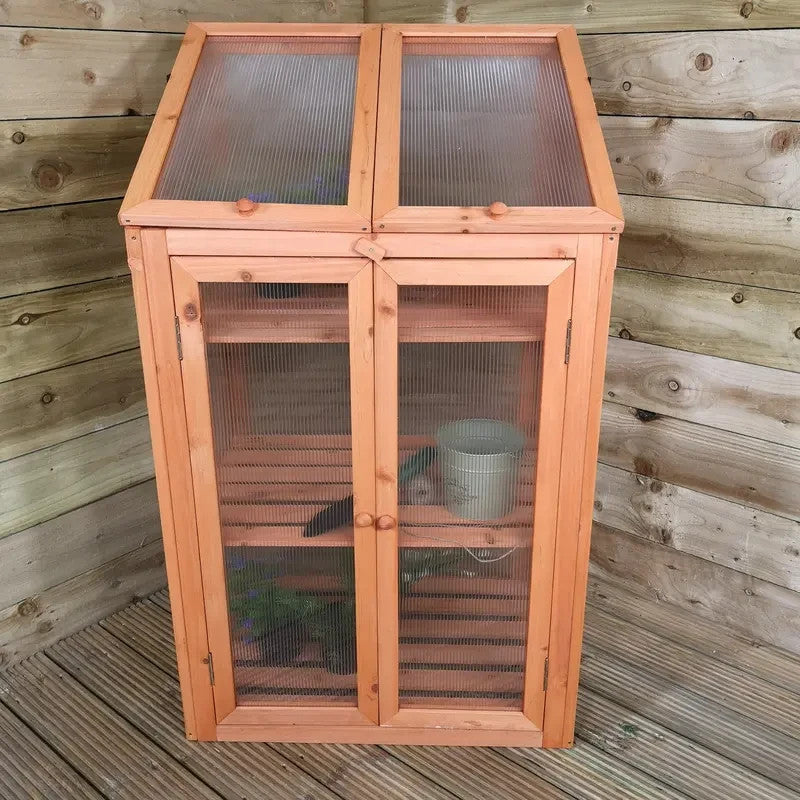 Wooden Mini Greenhouse Cold Frame – H120×W69×D49cm Garden Patio Growhouse