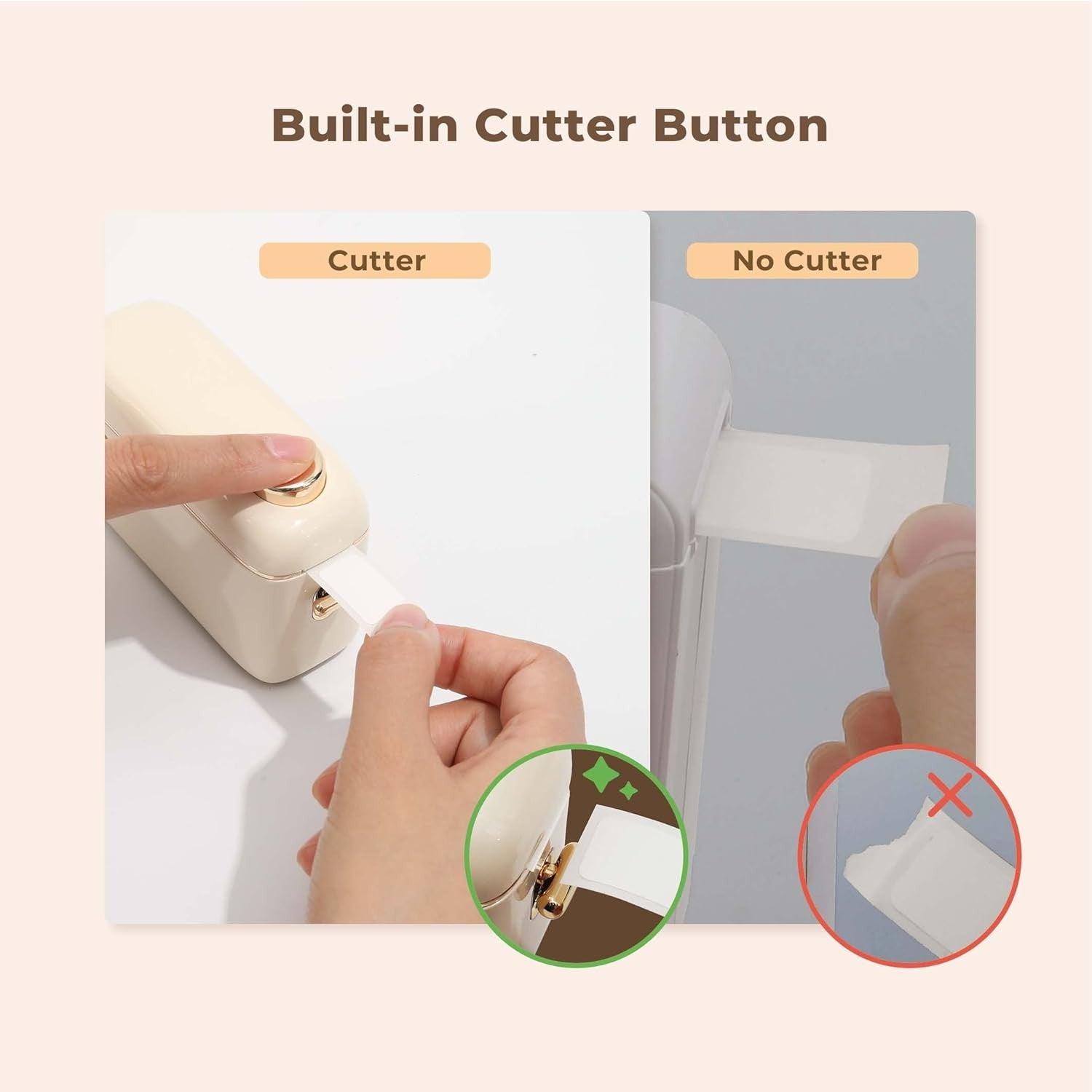 Wireless Thermal Label Maker Bluetooth Mini Beige
