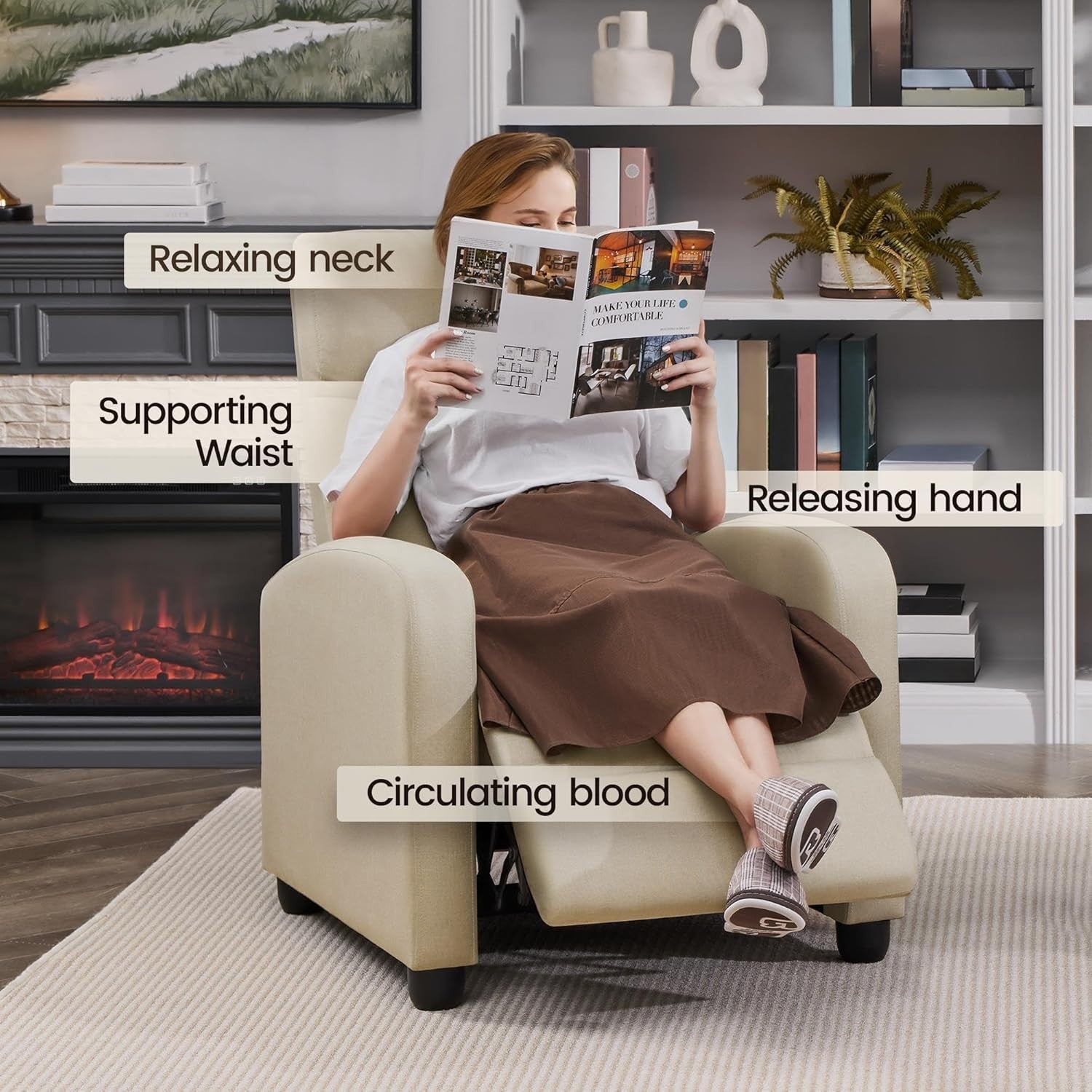 Recliner Sofa Chair Fabric Adjustable Lounge Seat Home Cinema Armchair