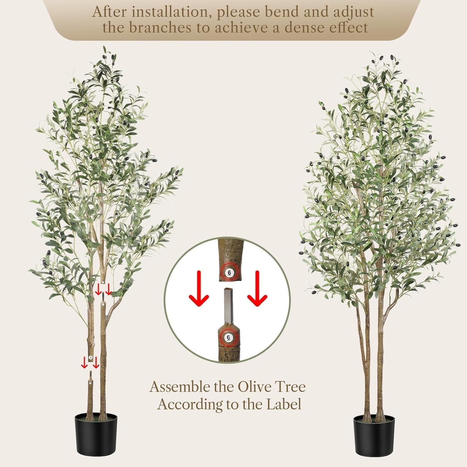 6ft Artificial Olive Tree with Pot Lifelike Leaves Tall Indoor Outdoor Decor