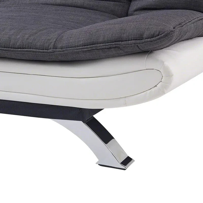 Charcoal Fabric Sofa Bed Futon 3 Seater Clic Clac White Faux Leather
