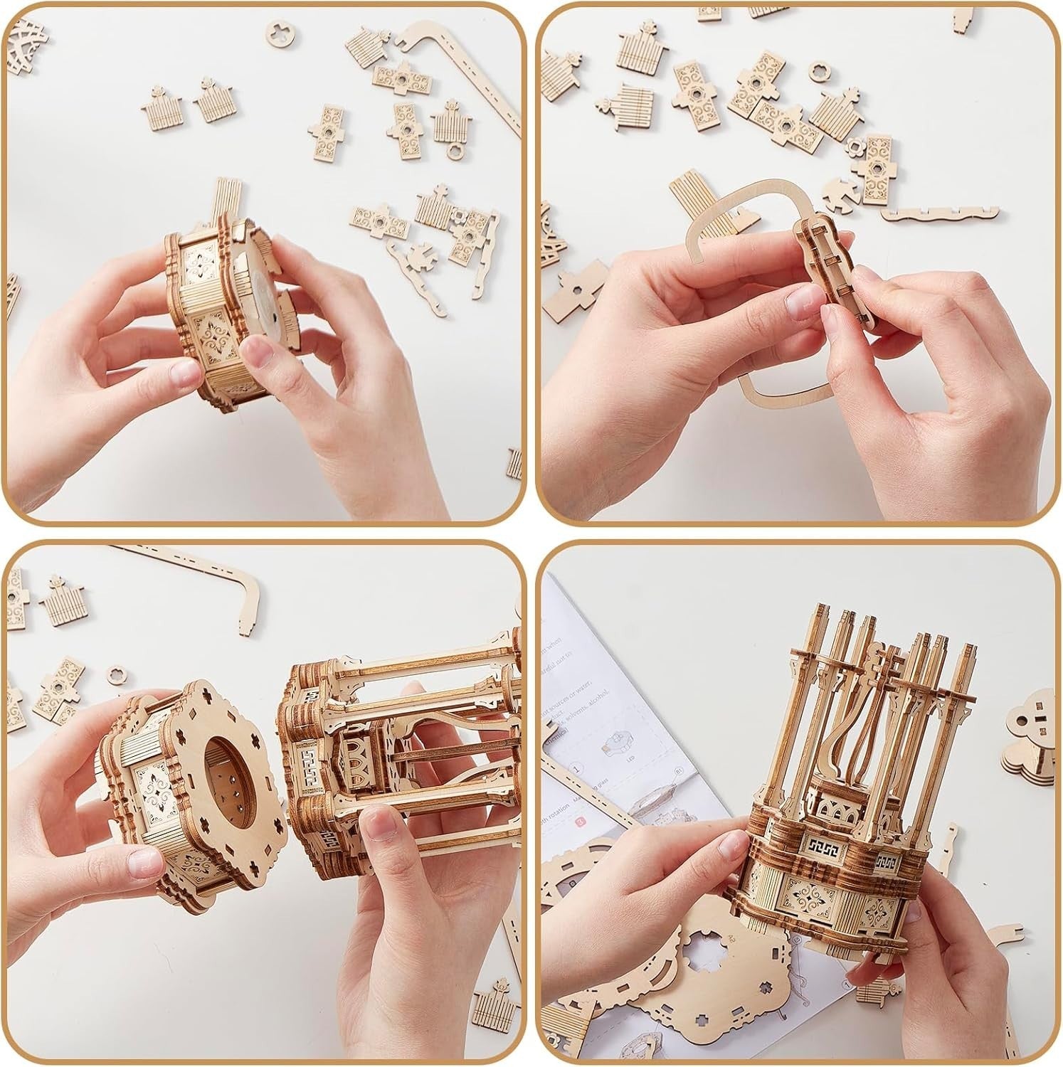3D Wooden Lantern Puzzle Kit DIY – Mechanical Build Gift for Adults