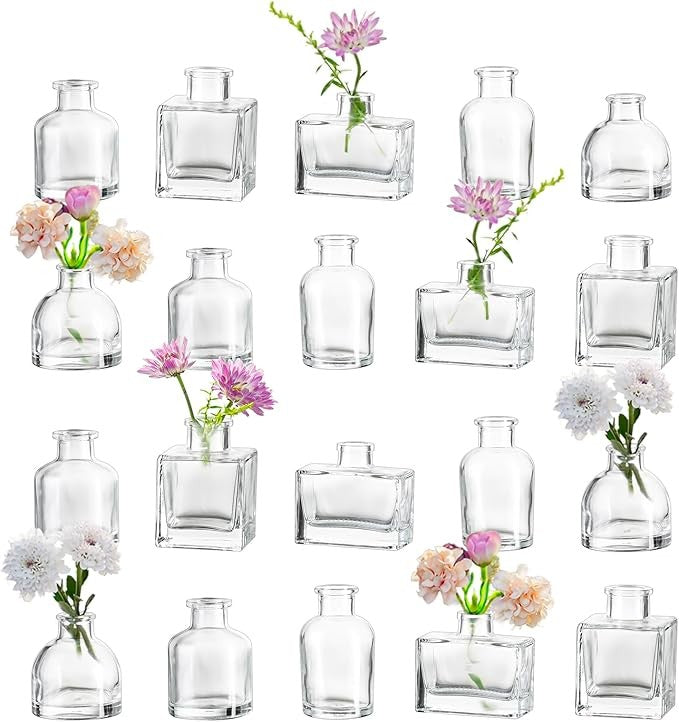 20 Mini Glass Bud Vases Set Clear Wedding Table Decor Centerpieces