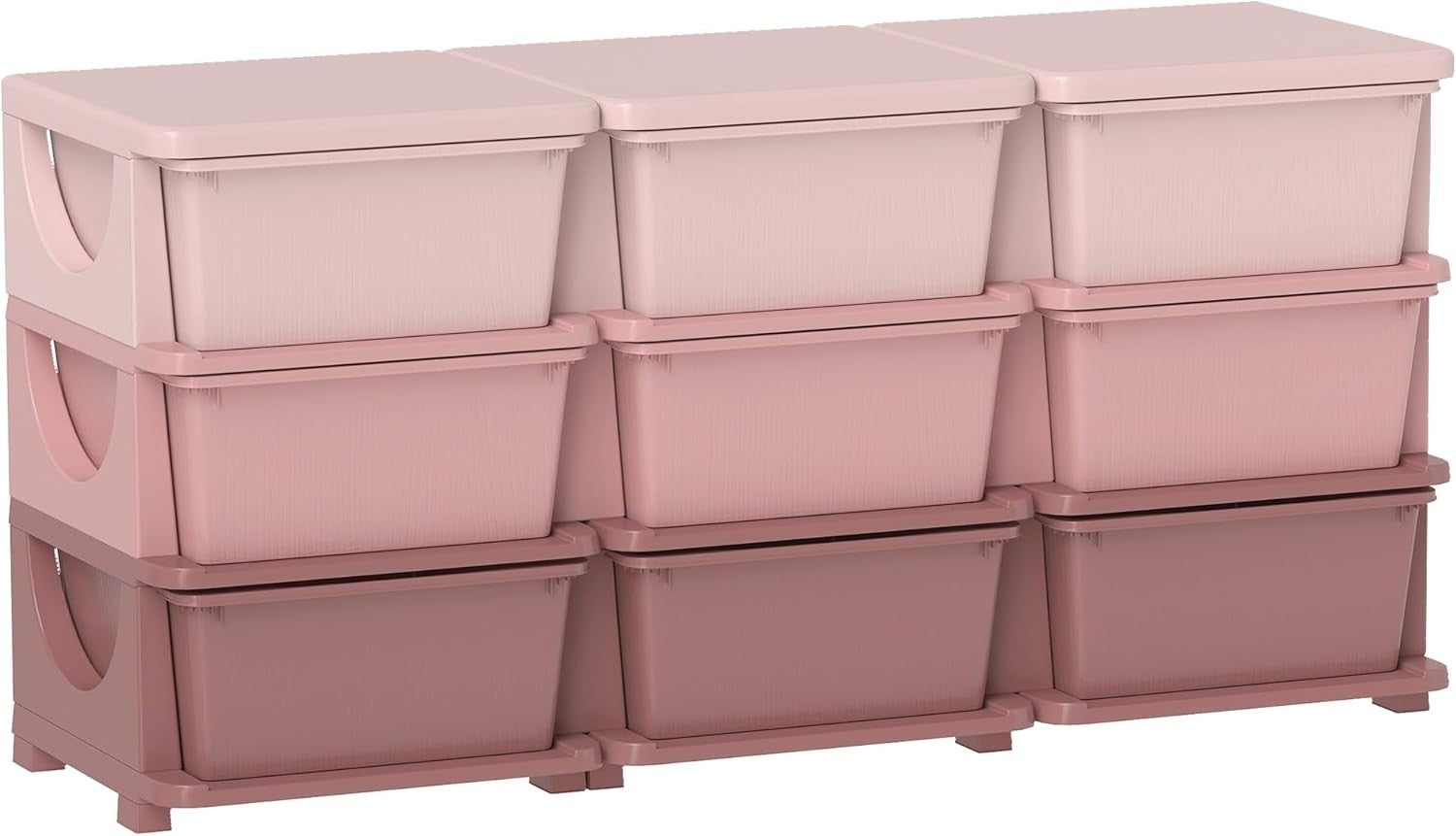 Kids 9-Drawer Storage Unit Toy Organizer Chest with Safe Rounded Corners Pink