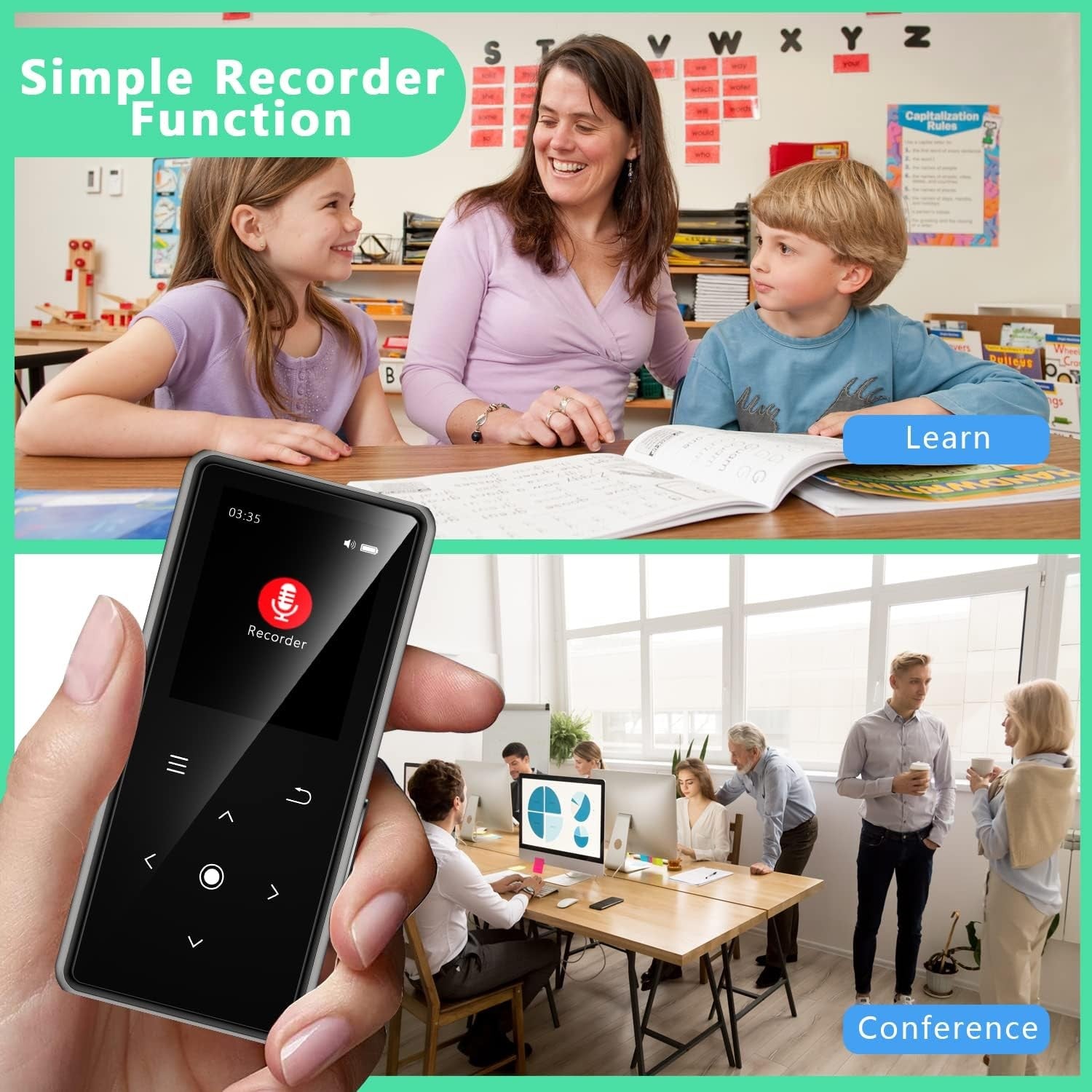 128GB Bluetooth 5.2 MP3 Player FM Radio Voice Recorder HiFi