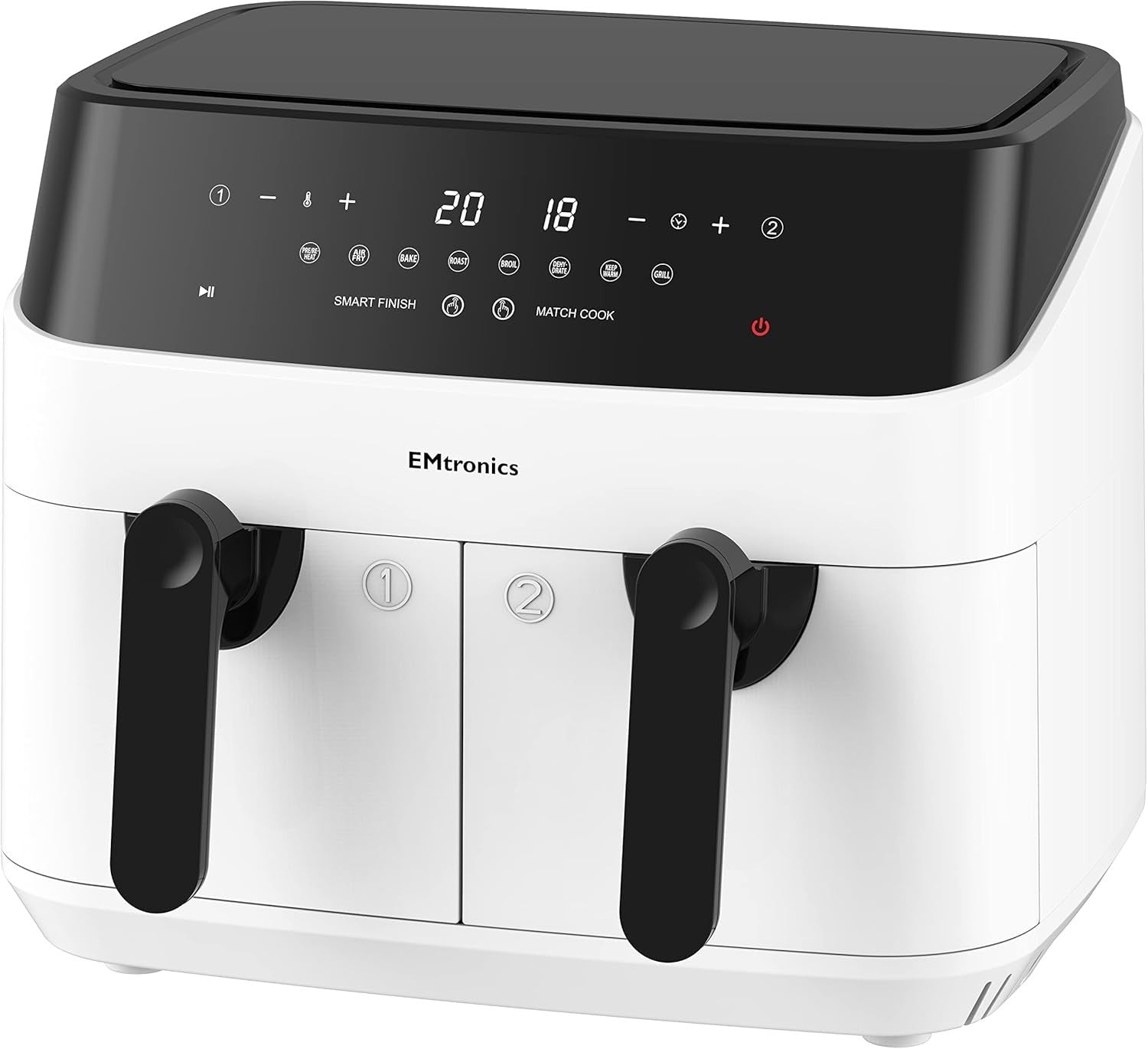 White Dual Air Fryer Set 9L Double Drawer + 6.3L Grill Temp Probe 60m