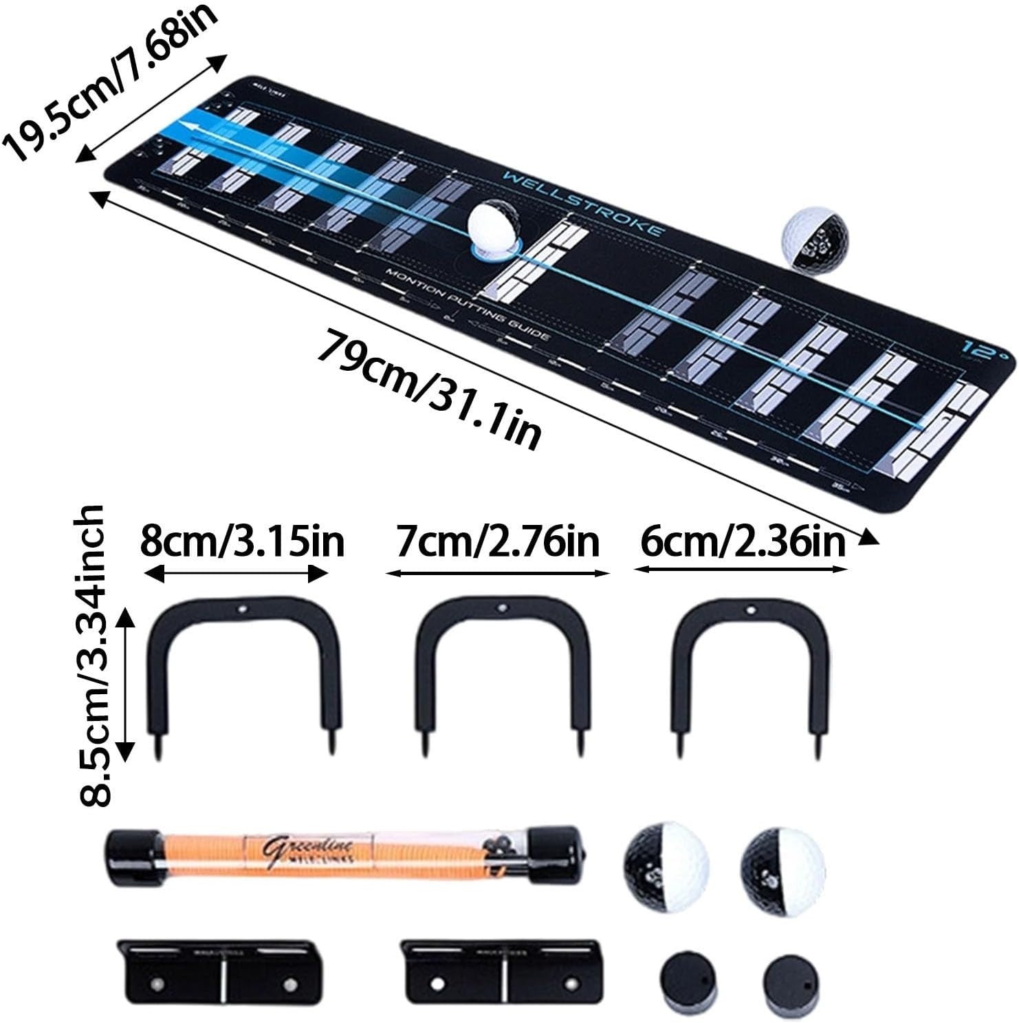 Golf Putting Mat Training Kit Portable Indoor Outdoor Home Practice Set